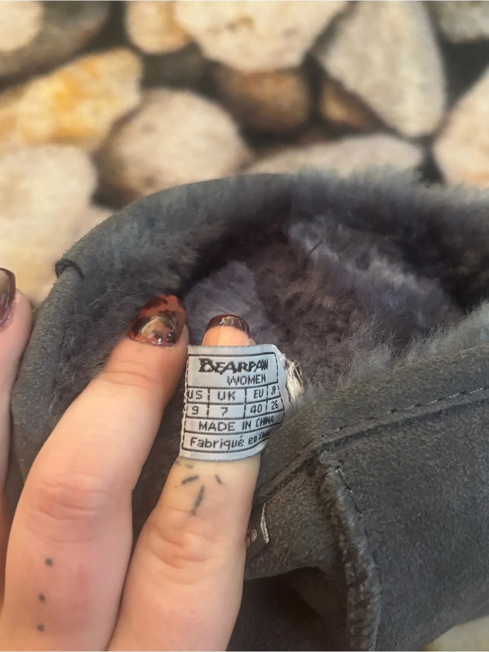 BearPaw Women's Gray Winter Fur-Lined Boot